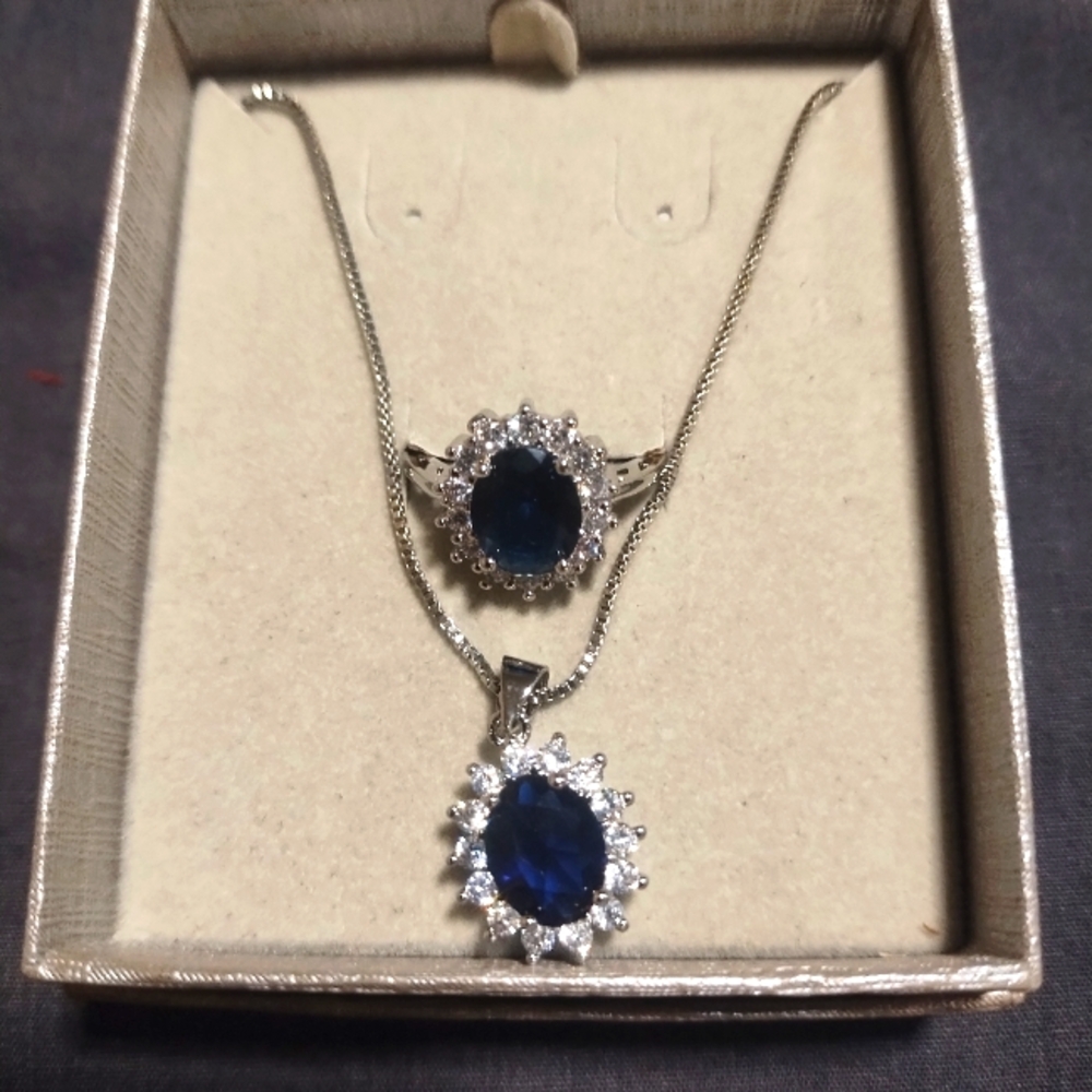 Princess Diana Blue Sapphire Jewelry Set